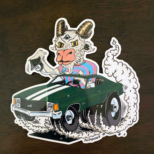 Hot Rod Goat Sticker